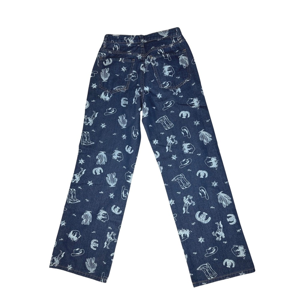 Cali 1850‎ Western Print Wide Leg Jeans 1/25 Cowgirl Cactus Rodeo Y2K - Picture 3 of 6